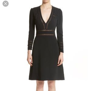Black long-sleeve Burberry dress with lace cut-out